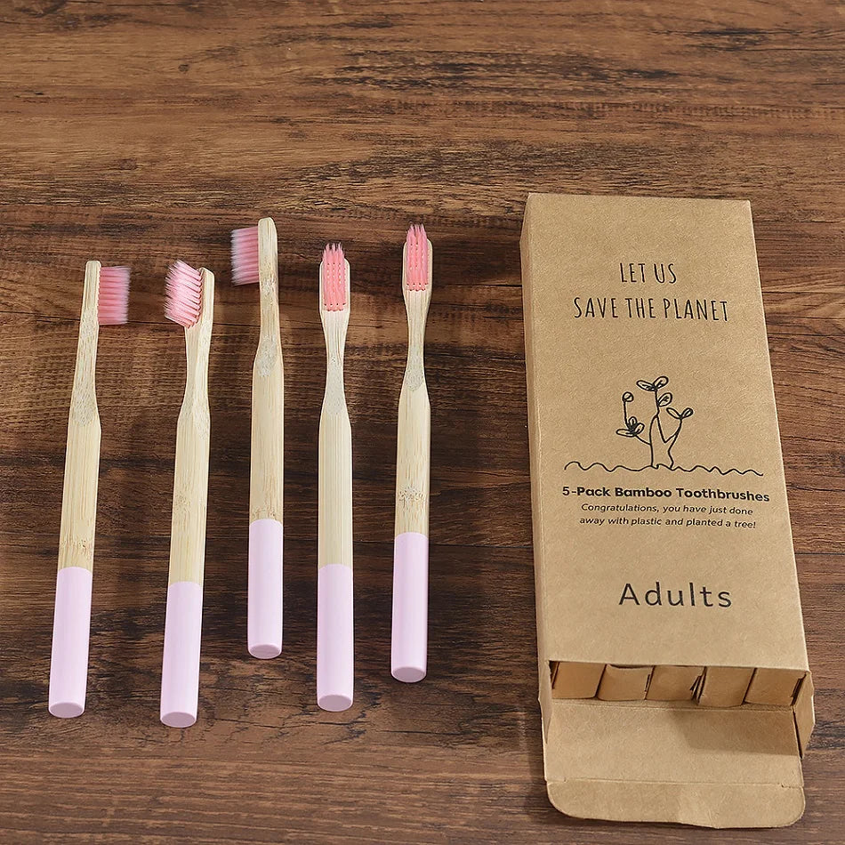 5 Pack Bamboo Toothbrush