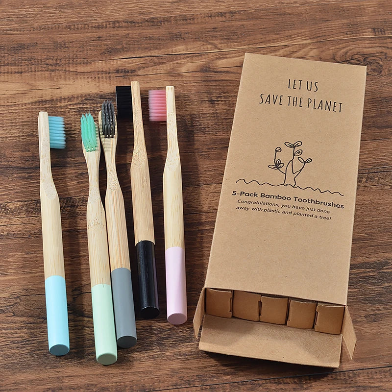 5 Pack Bamboo Toothbrush