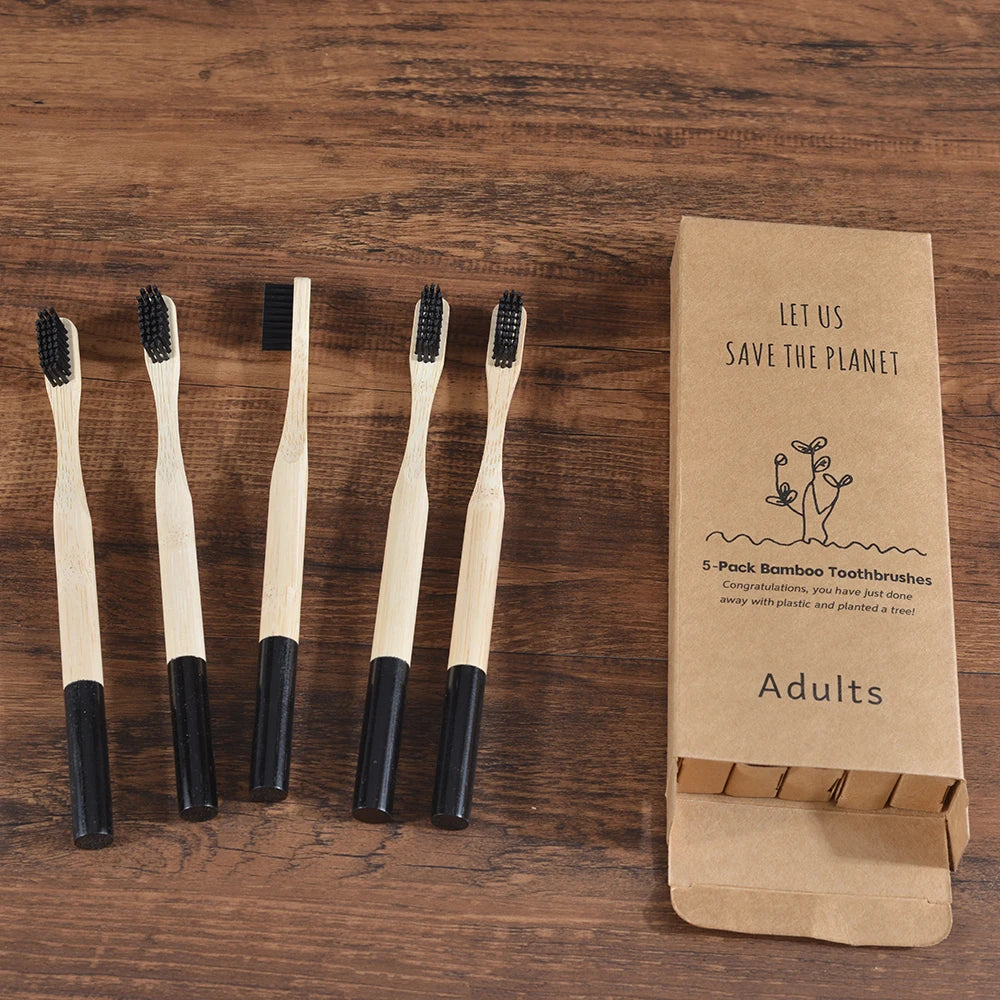 5 Pack Bamboo Toothbrush
