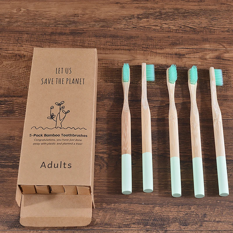 5 Pack Bamboo Toothbrush