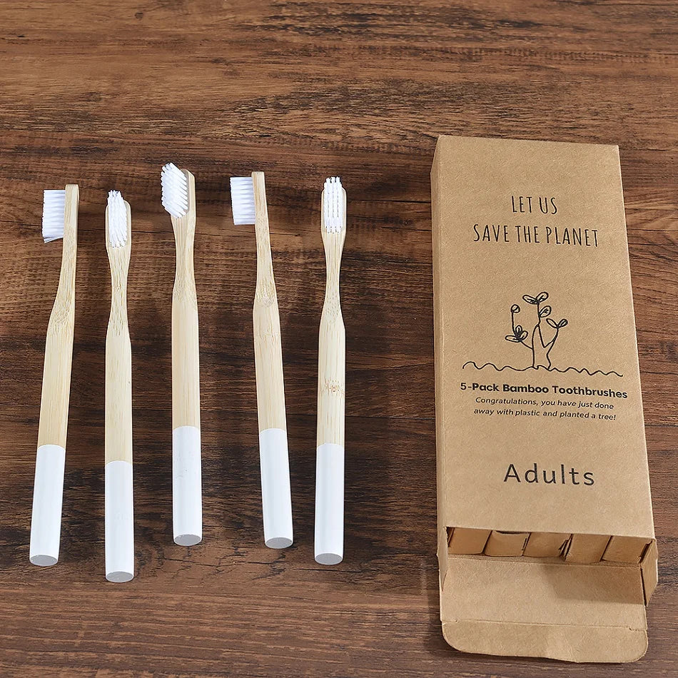 5 Pack Bamboo Toothbrush