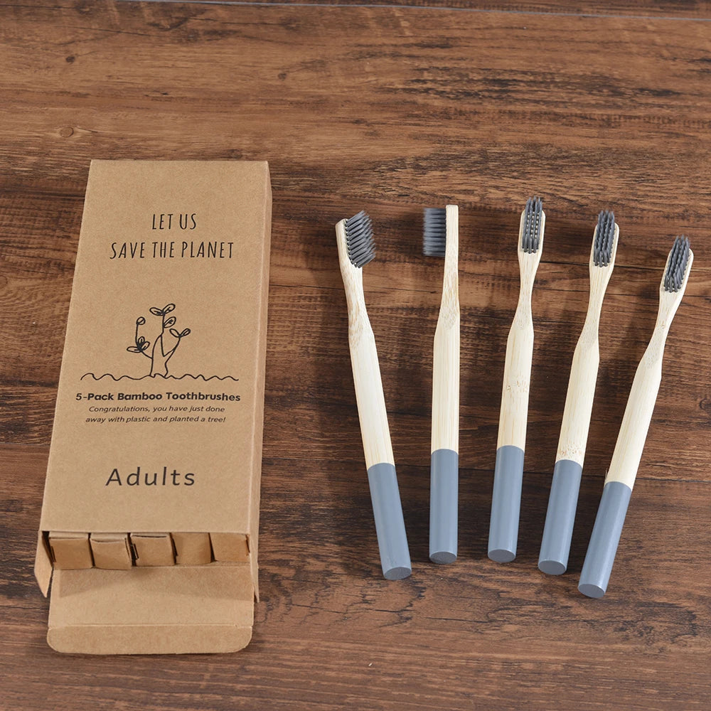 5 Pack Bamboo Toothbrush