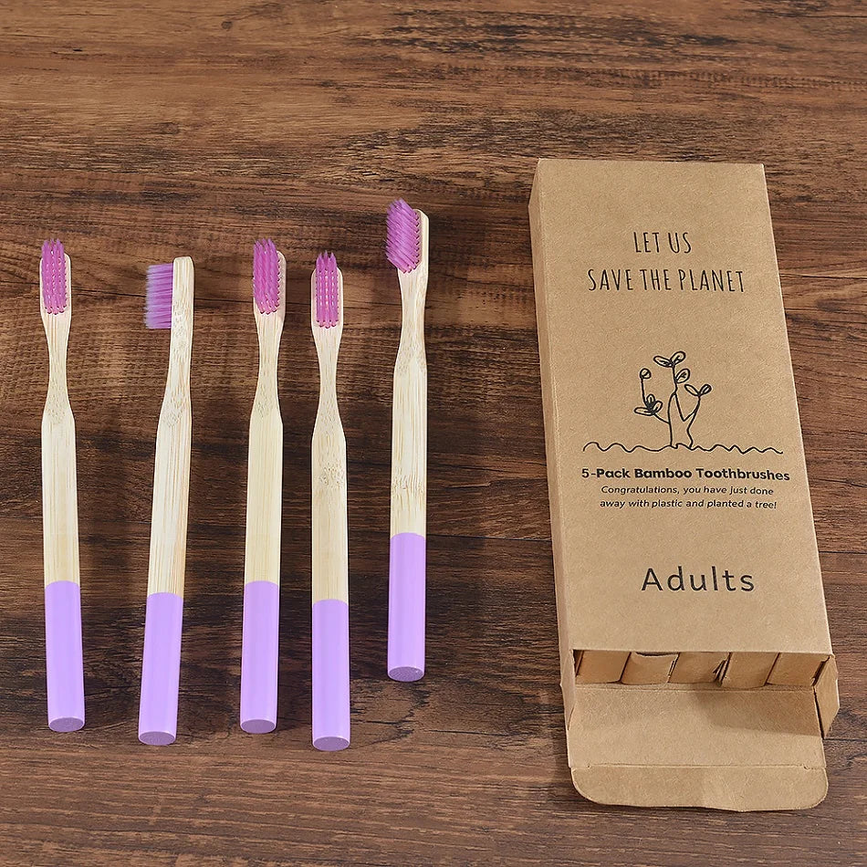 5 Pack Bamboo Toothbrush