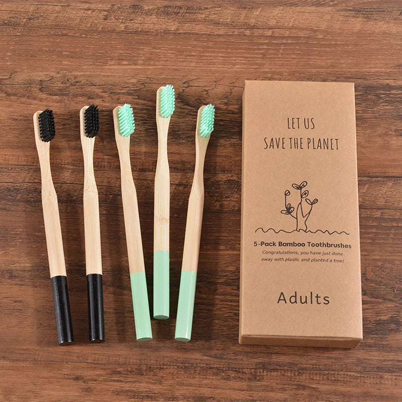 5 Pack Bamboo Toothbrush
