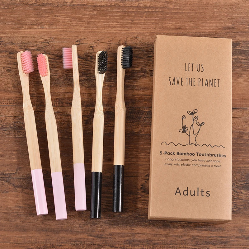 5 Pack Bamboo Toothbrush