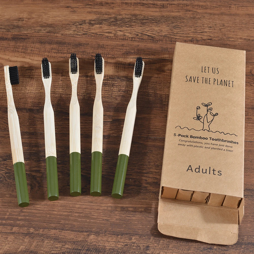 5 Pack Bamboo Toothbrush
