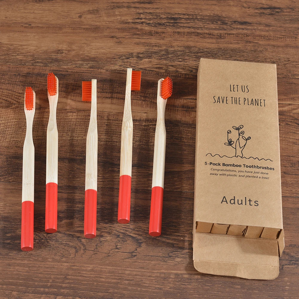 5 Pack Bamboo Toothbrush