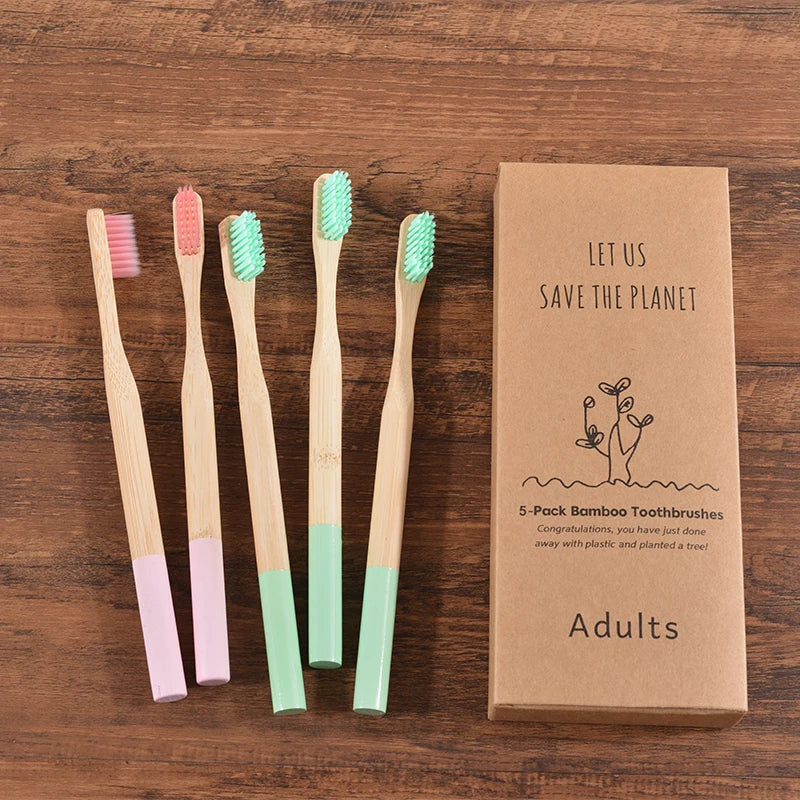 5 Pack Bamboo Toothbrush